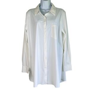 Lysse Womens Shiffer Button Down Leggings Friendly Blouse White Size Large